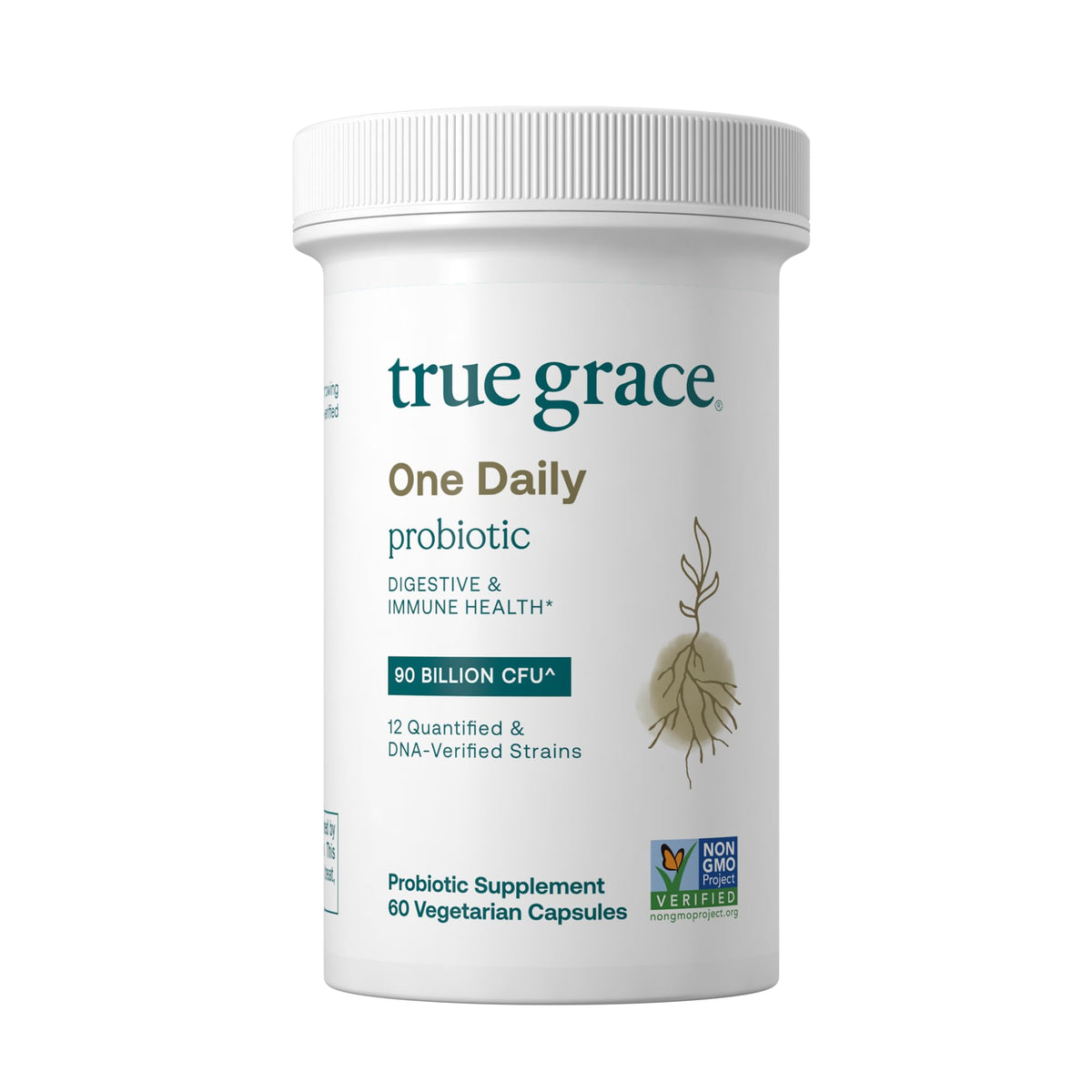 True Grace Probiotico Diario en botella, favorece equilibrio intestinal y bienestar diario.
