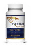 True Healing Naturals True Minerals, botella de cápsulas para apoyo nutricional diario.