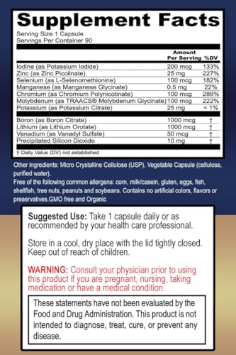 True Healing Naturals True Minerals, dosis diaria de cápsulas para salud intestinal y cardíaca.