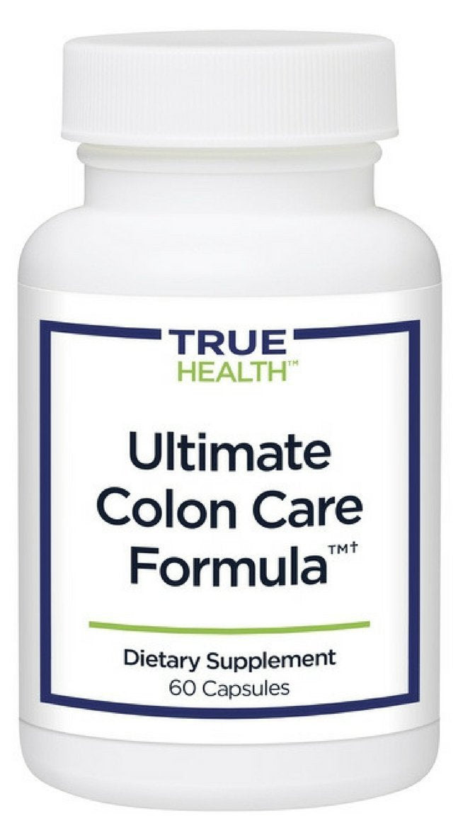 True Health Ultimate Colon Care en frasco, posible alivio del estreñimiento ocasional