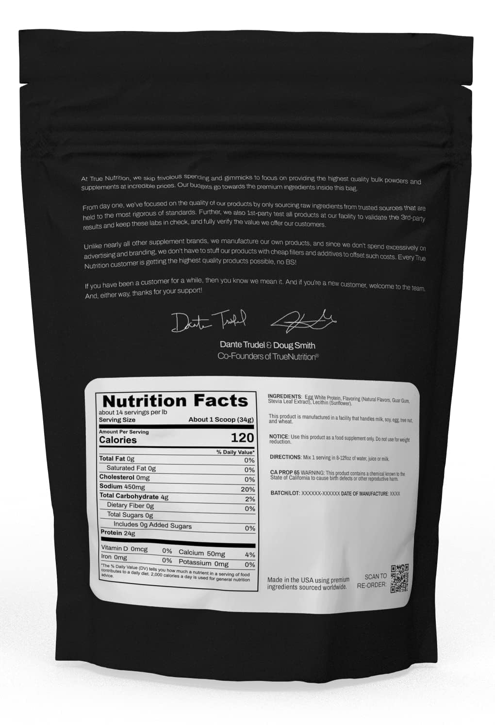 True Nutrition polvo de clara de huevo alta biodisponibilidad para rendimiento diario