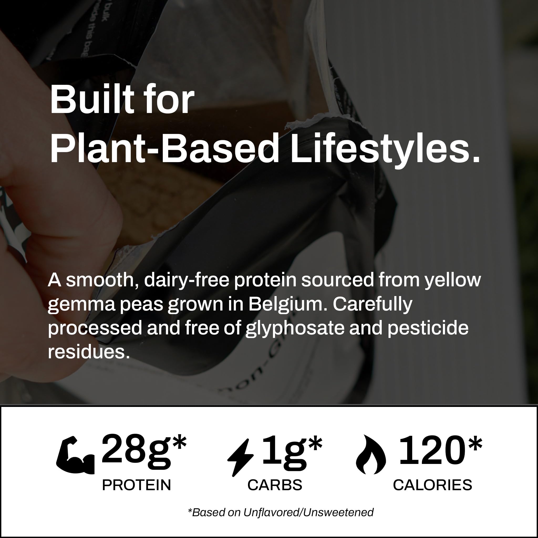 Etiqueta de prueba independiente de True Nutrition para proteína de guisante.