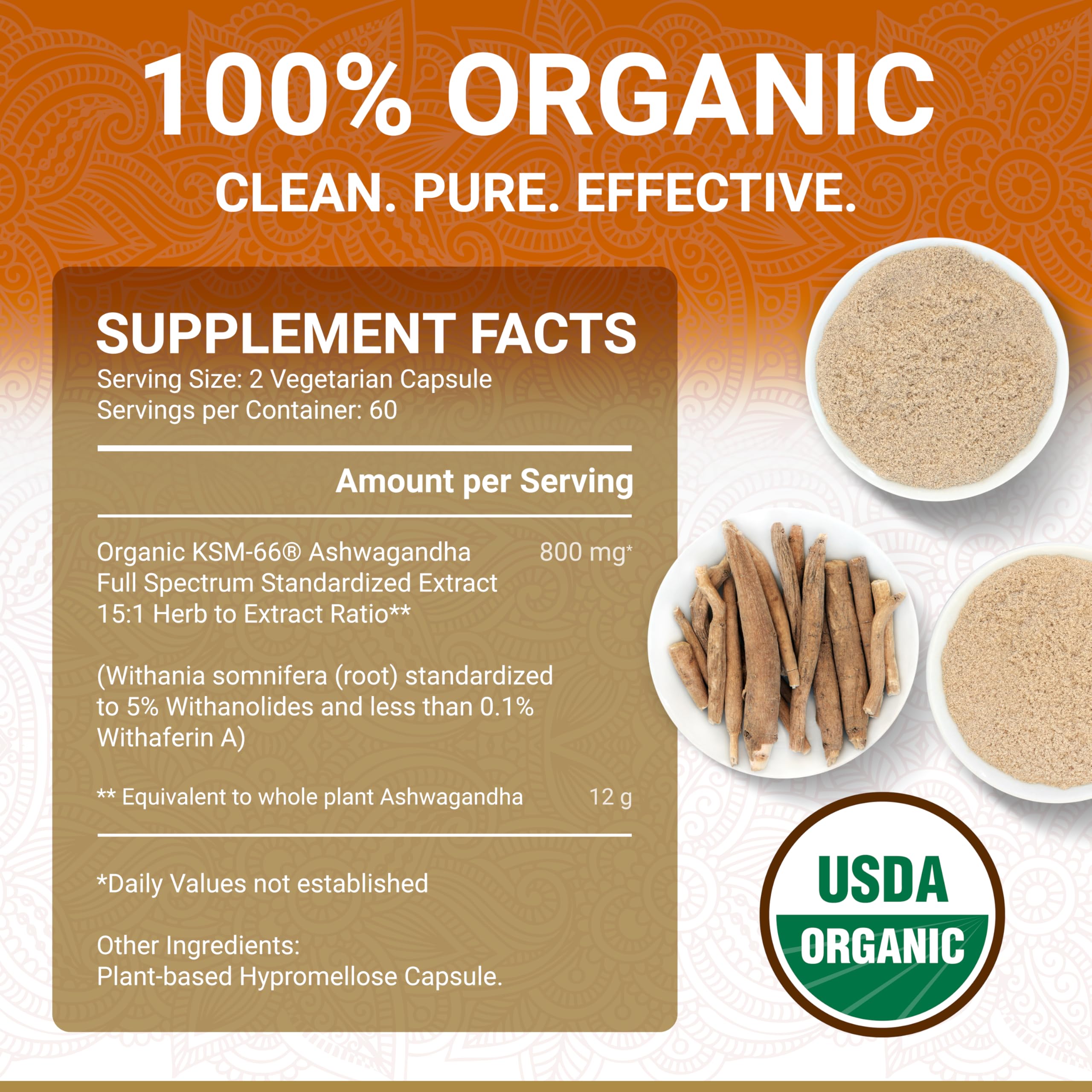 Envase orgánico de True Veda Ashwagandha para consumo consciente