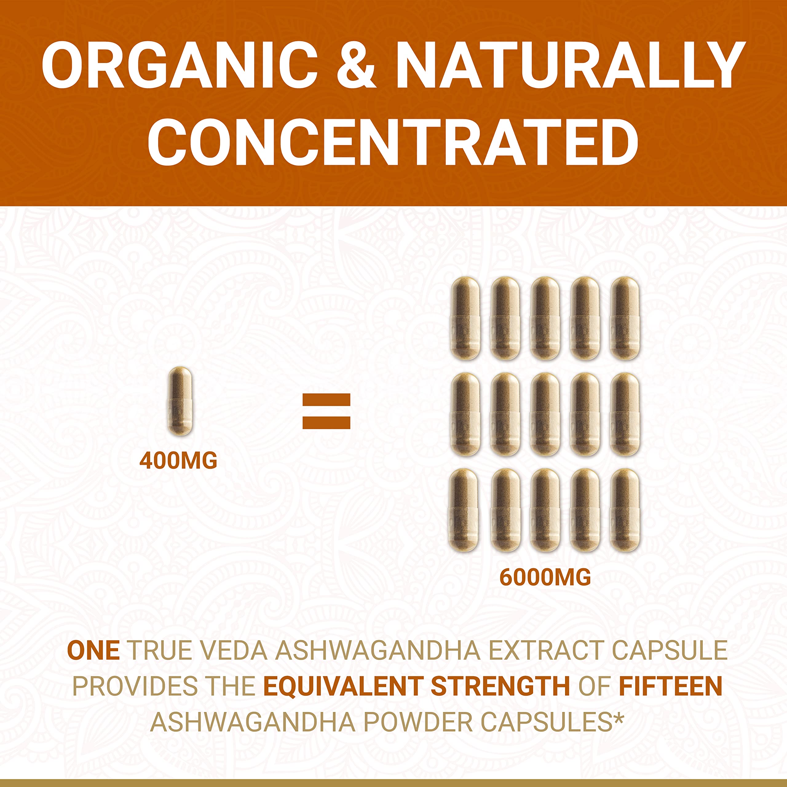 Etiqueta True Veda Ashwagandha KSM-66 con certificación USDA Organic