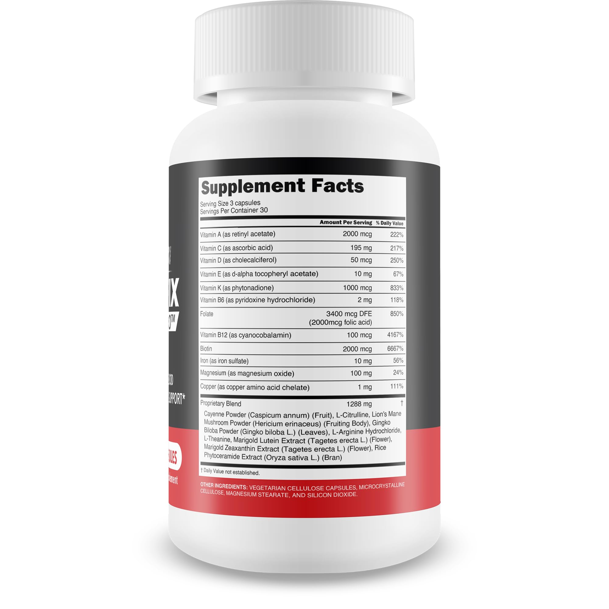 Etiqueta de Blood Flow Vigor Fix Pro de True You Health, foco en ingredientes.