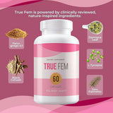 TRUE FEM ingredientes naturales para bienestar diario de la mujer.