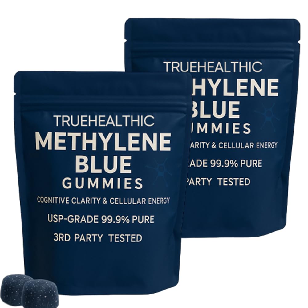 Gomitas TRUEHEALTHIC de azul de metileno, vista frontal, apoyo cognitivo diario