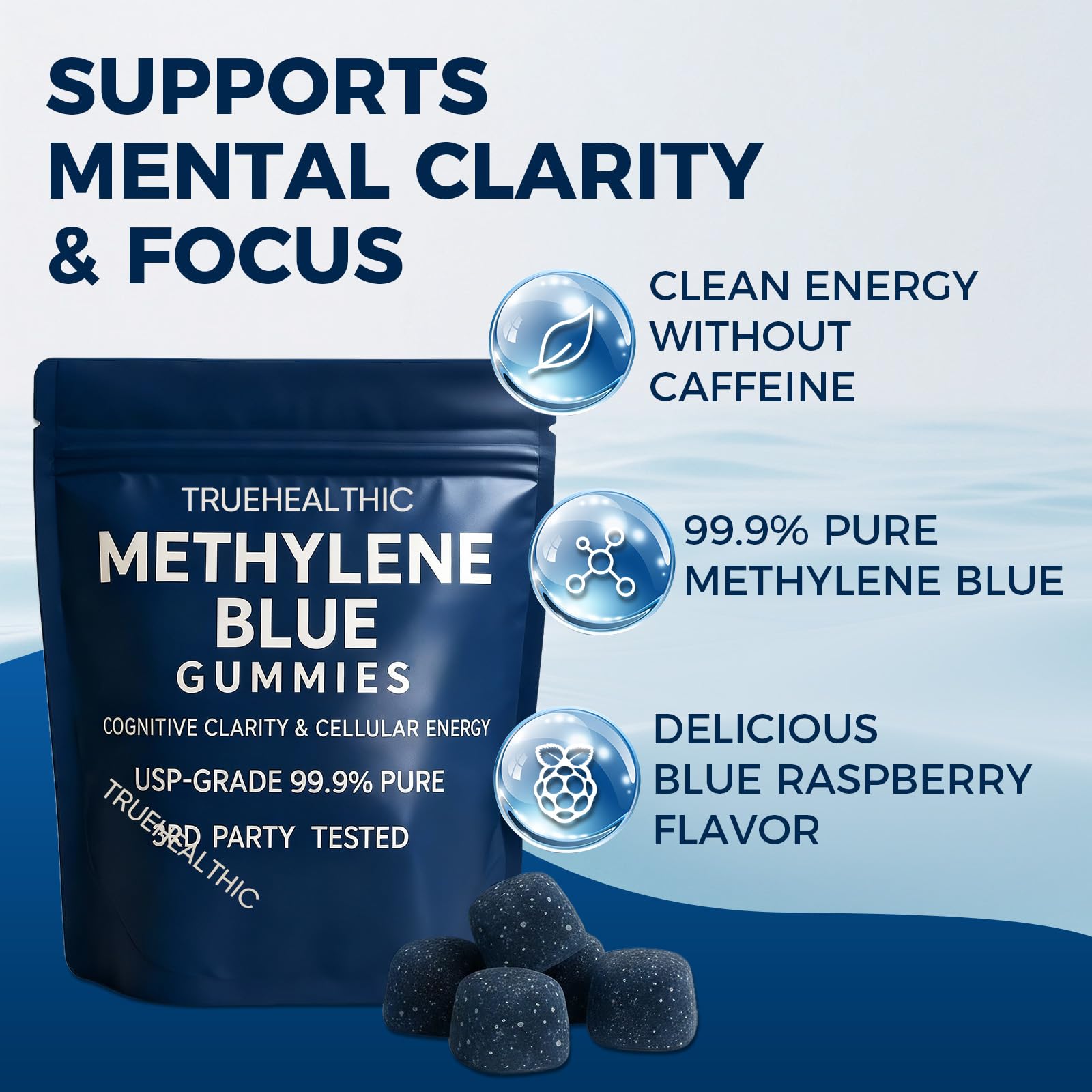 TRUEHEALTHIC textura suave de gomitas para masticar con comodidad.