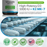 TRUEMED D3 K2 5000 IU ingredientes: arroz y celulosa para una forma vegetariana