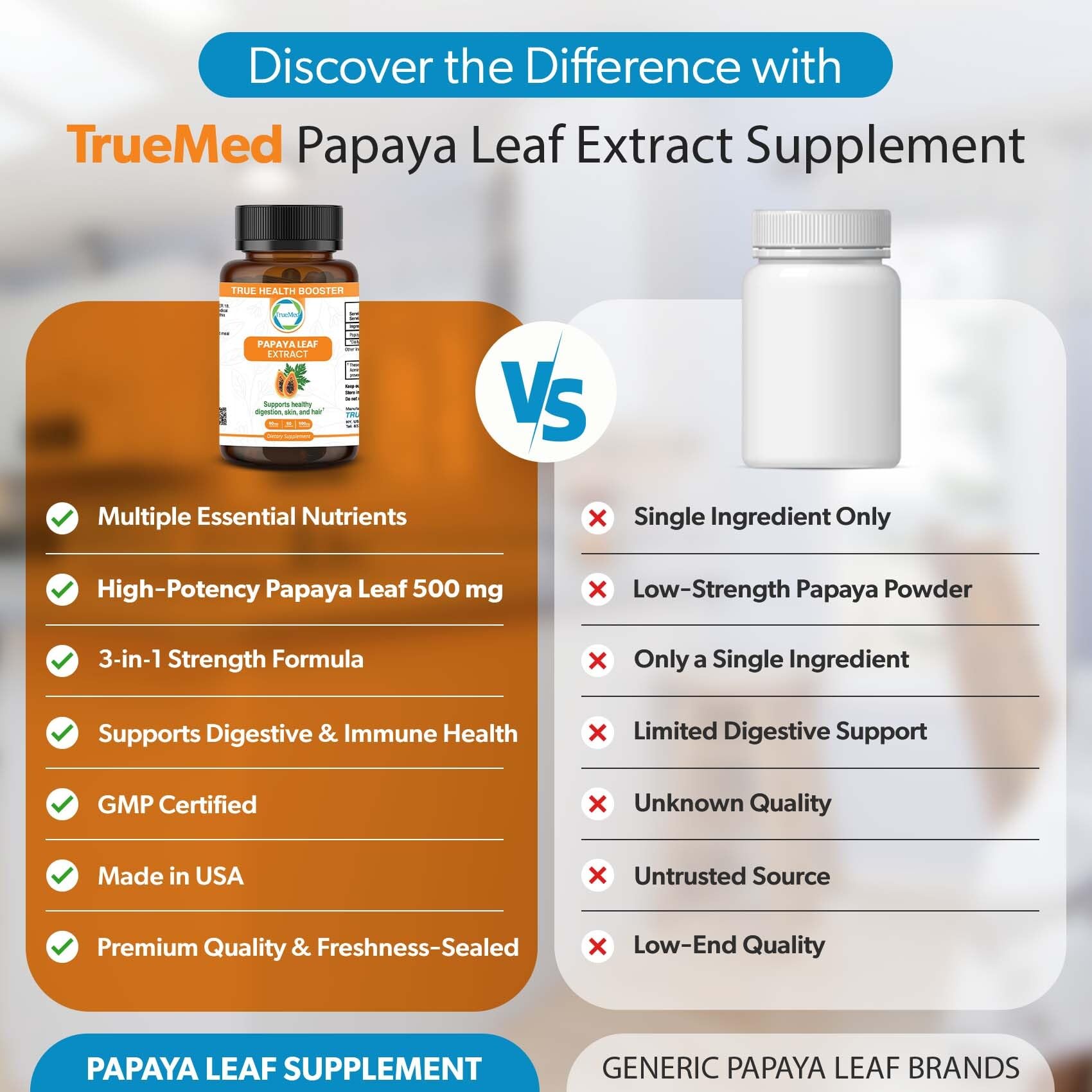 TRUEMED cápsula en mano, versión vegana y libre de aditivos artificiales.