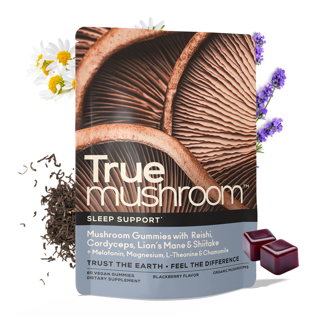 TrueMushroom gominolas sabor mora frente, apoyo al descanso nocturno