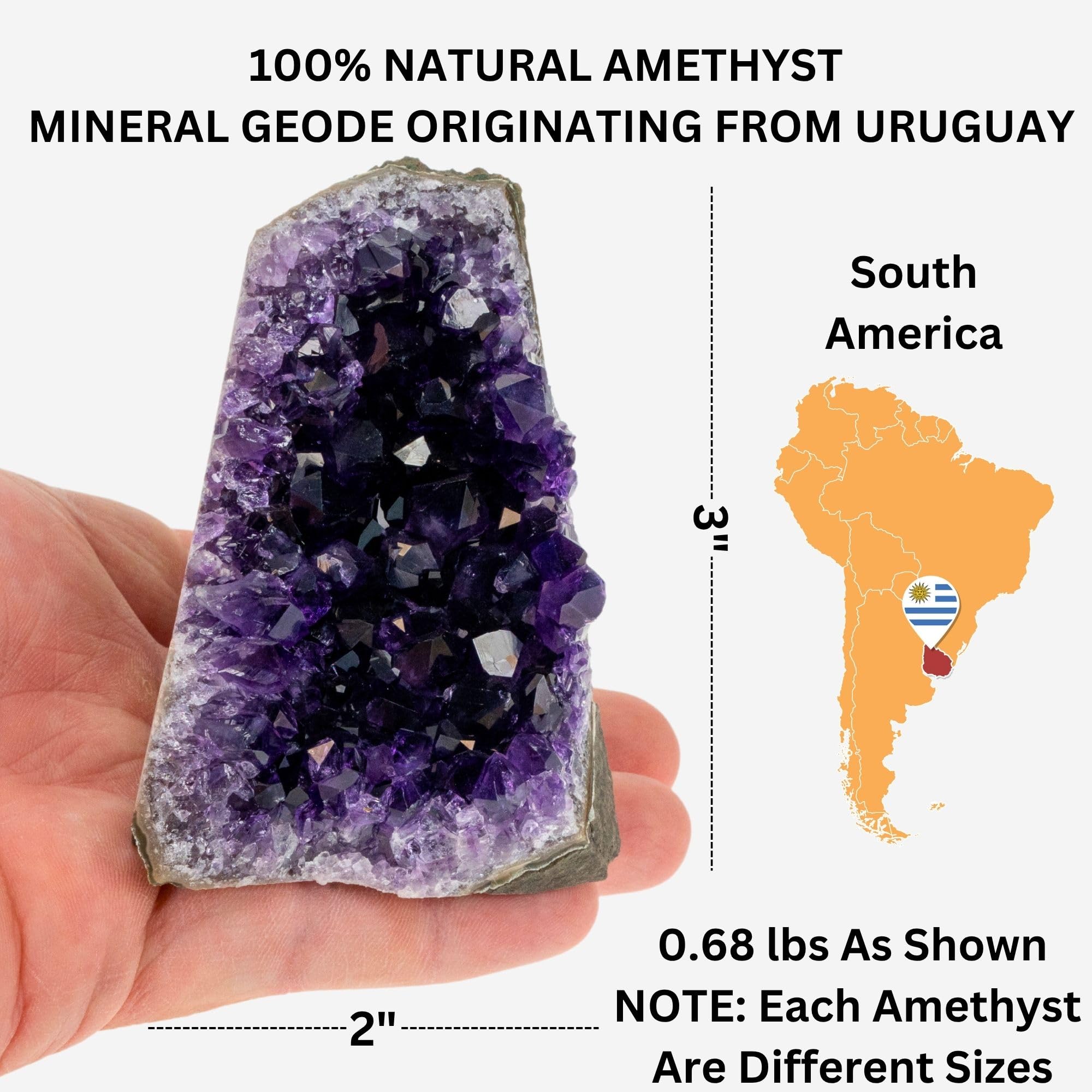 TruEnergy amatista geoda oscura muestra dimensiones imponentes y brillo natural.