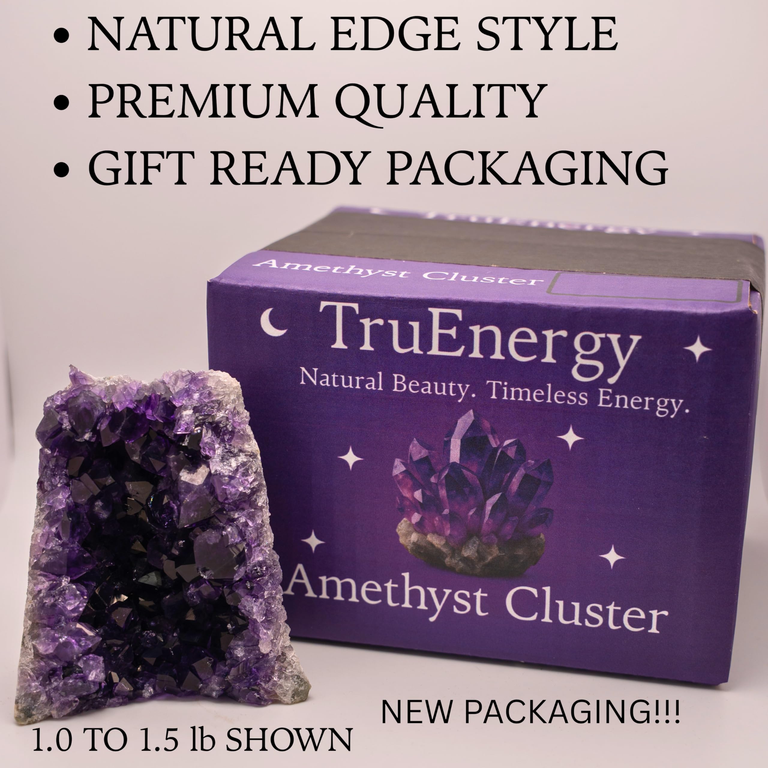 TruEnergy cluster amatista alto, 3–10 pulgadas, presencia para meditación.