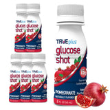 TRUEplus dosis de glucosa granada, envase compacto para llevar fácilmente.