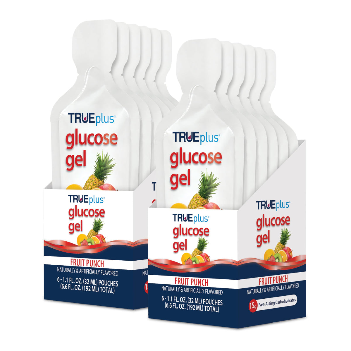 TRUEplus gel de glucosa en bolsa Fruta Punch para aumentar energía durante actividad física