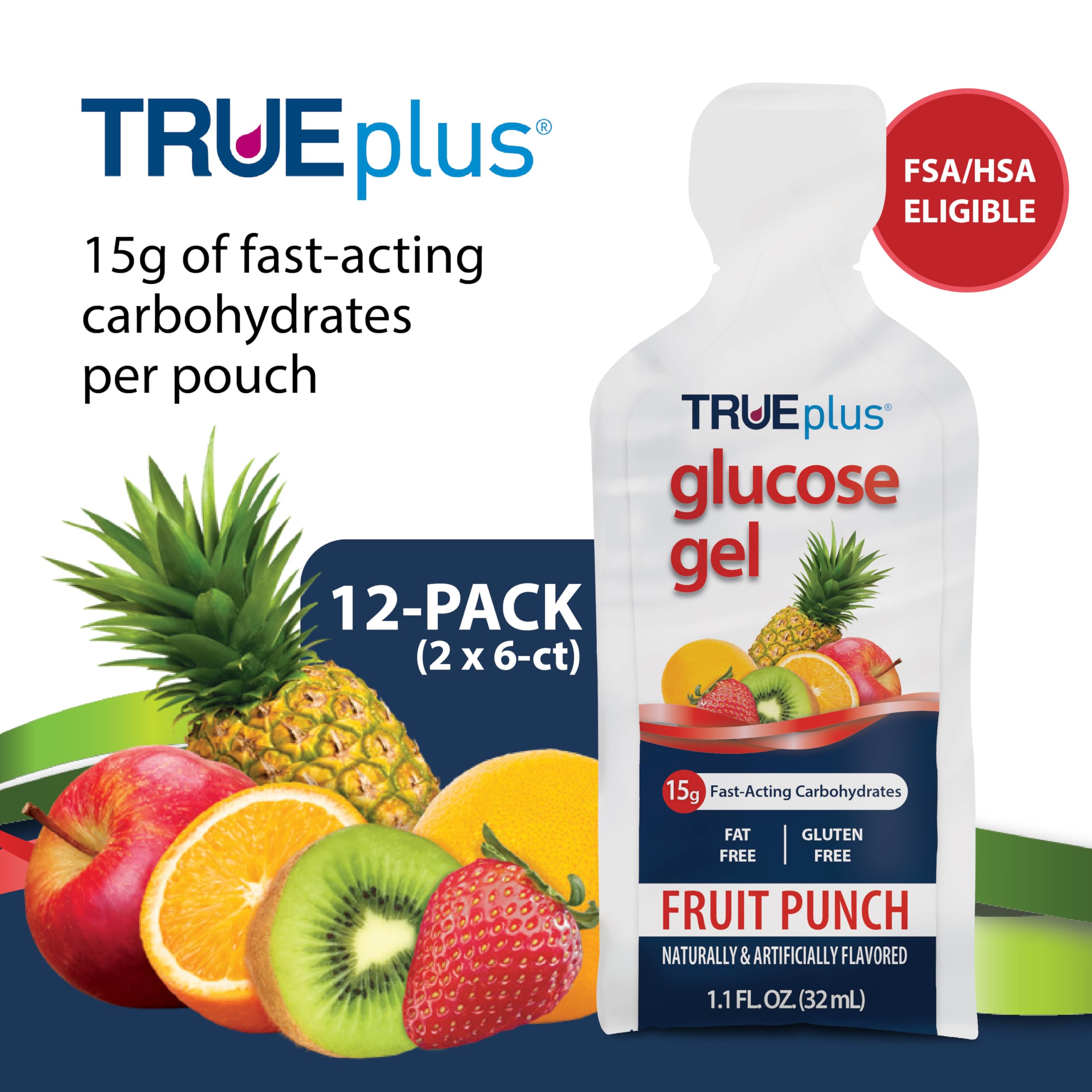 TRUEplus gel de glucosa Fruta Punch en bolsa facilita consumo rápido cuando se necesita energía