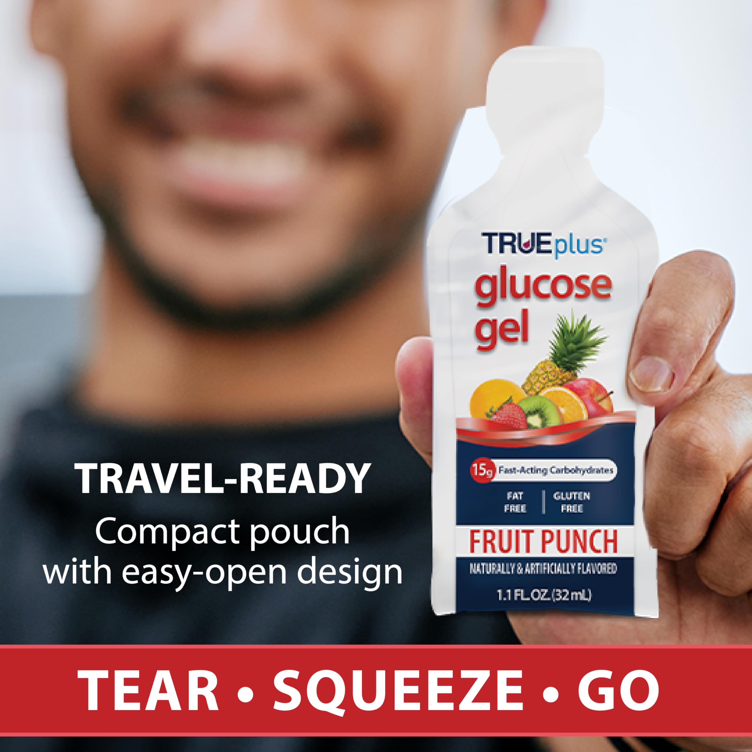 TRUEplus gel de glucosa Fruta Punch formato portátil para carreras y senderismo