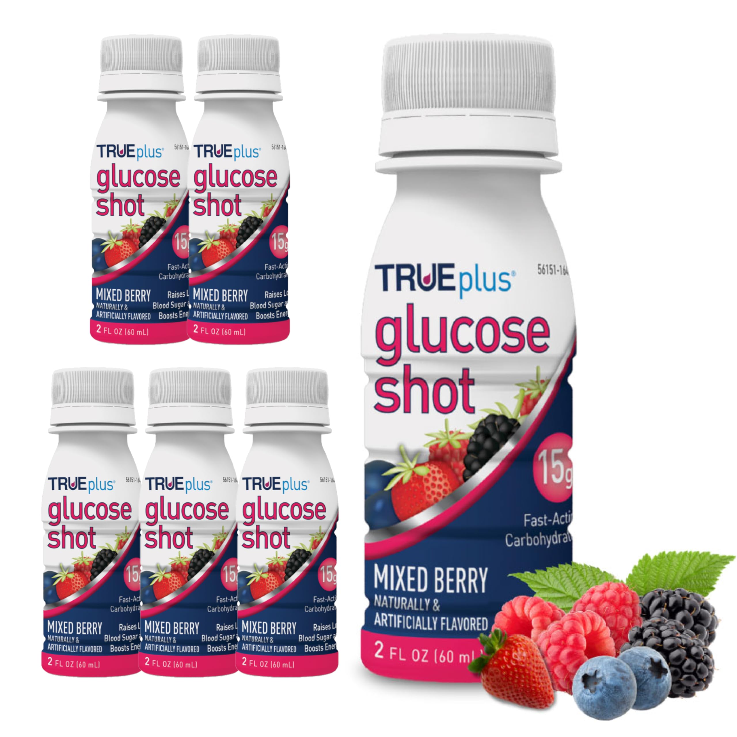 TRUEplus Glucosa Shot frambuesa, botella compacta para llevar y aumentar energía