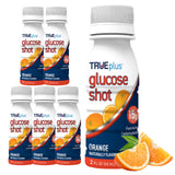 TRUEplus shot de glucosa naranja, envase 6 pack, ideal para llevar y usar.
