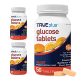 TRUEplus Tabletas de Glucosa sabor naranja en empaque práctico para casa