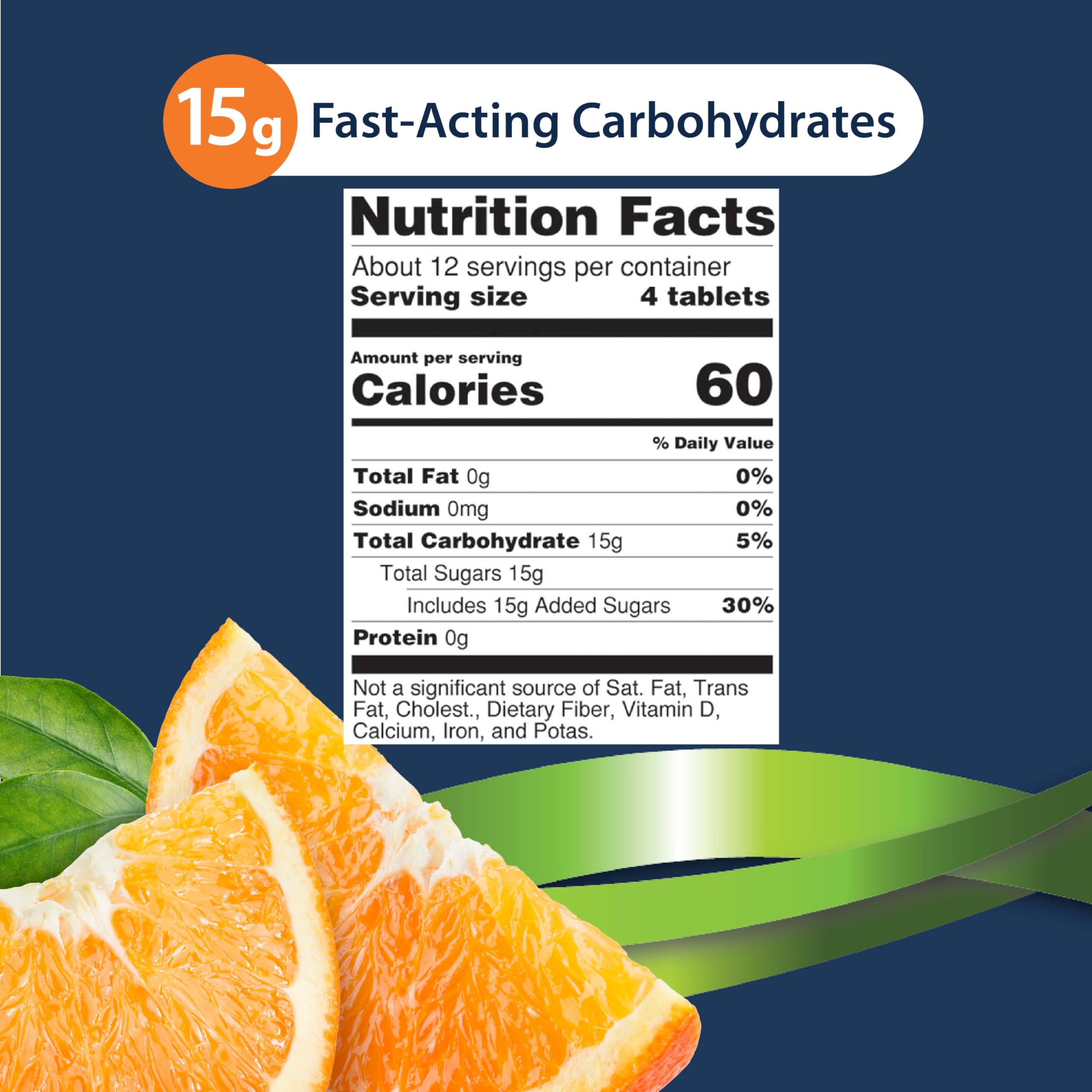 TRUEplus Tabletas de Glucosa sabor naranja, tabletas masticables listas para consumir