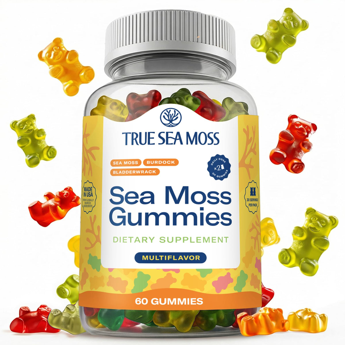 TrueSeaMoss gomitas sabor frutal para uso diario