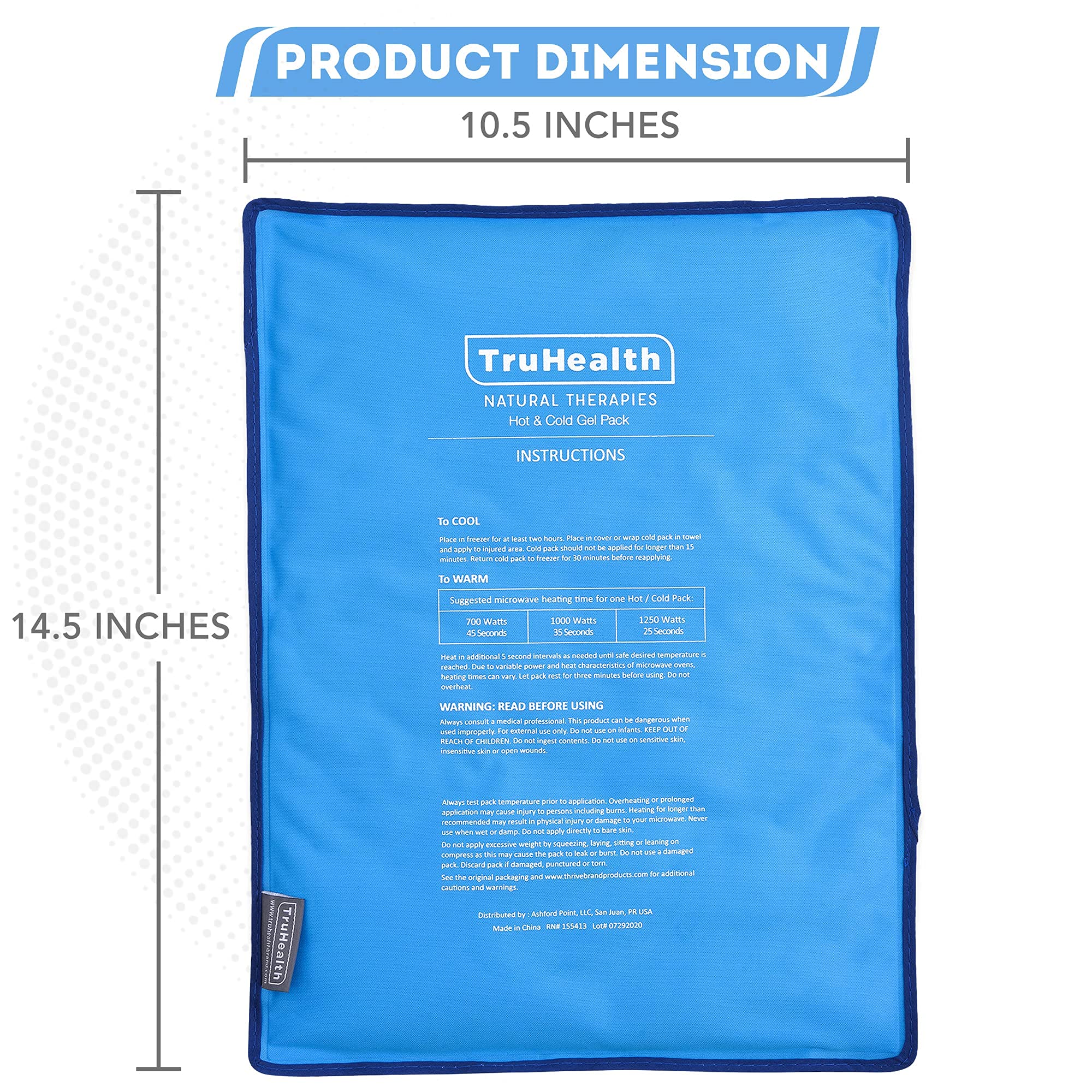 TruHealth para espalda con gel frío, enfoque en la espalda baja.