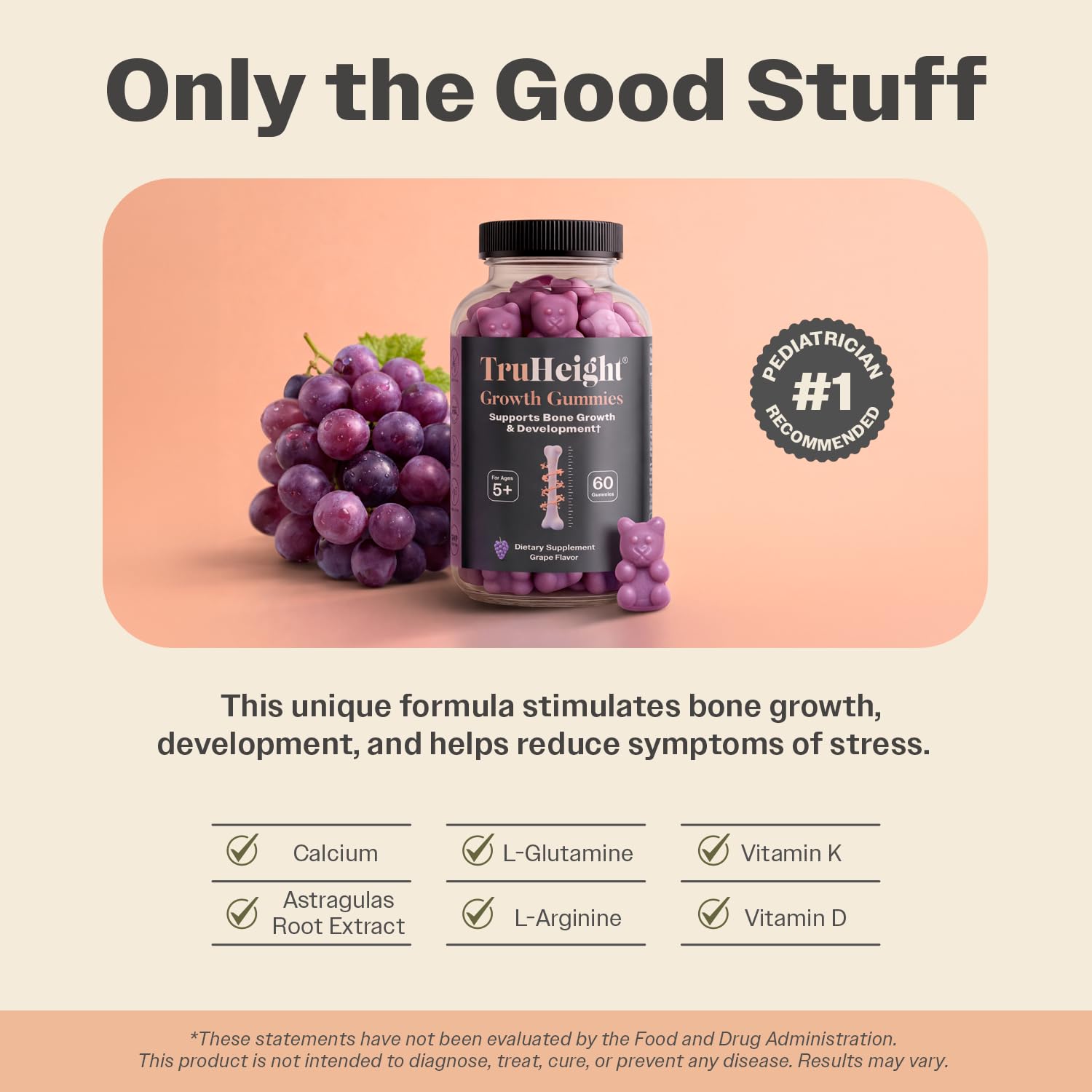 TruHeight ashwaganda natural, fórmula pura sin rellenos.