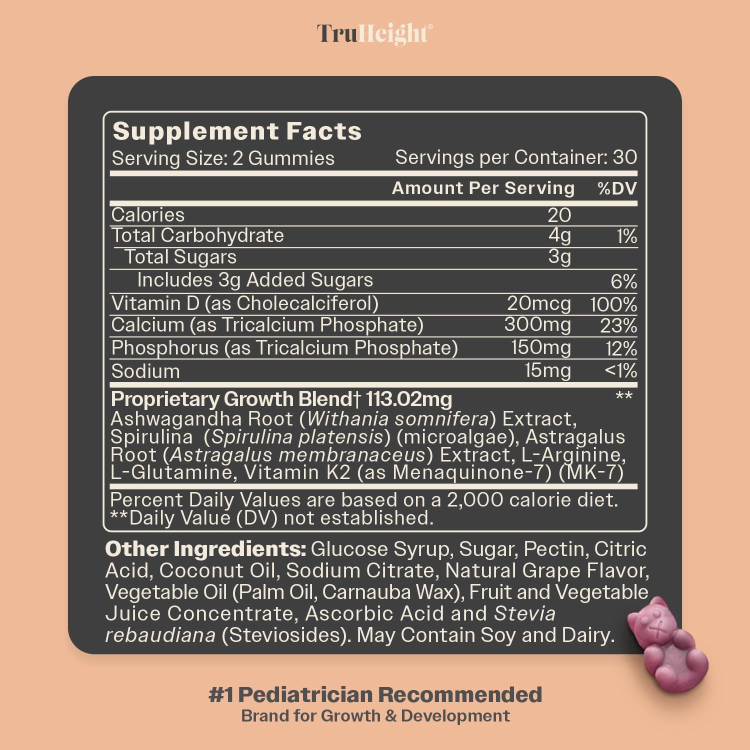 Niños consumen gominolas TruHeight, sabor agradable y beneficio práctico.