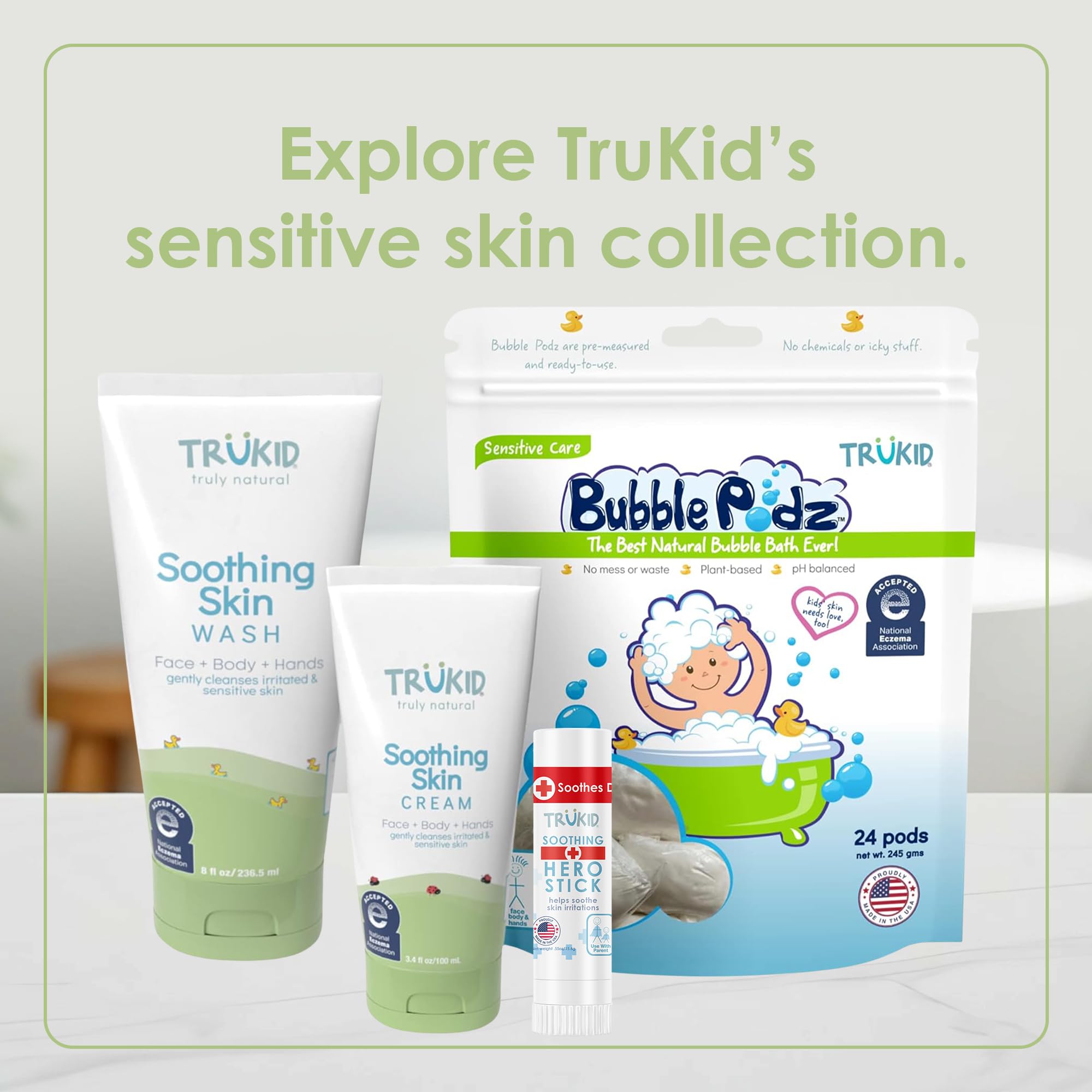 TruKid Barrita Hero, cuidado para piel sensible sin irritantes.