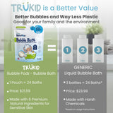 Una cápsula TruKid Bubble Podz se disuelve rápidamente bajo el agua corriente