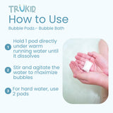 Espuma abundante de TruKid Bubble Podz que facilita el lavado de los niños