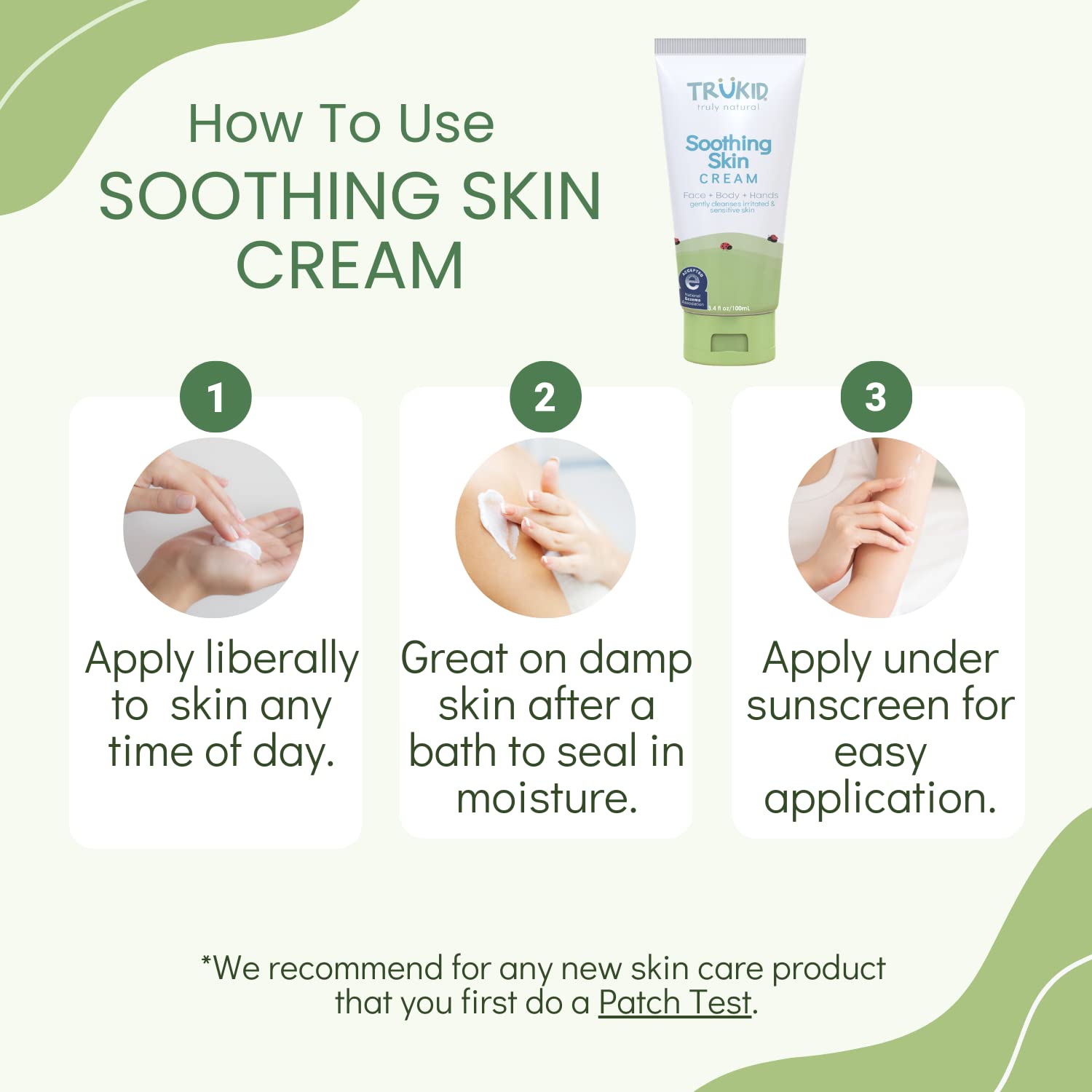 Aplicación en cara: TruKid crema eczema para uso suave