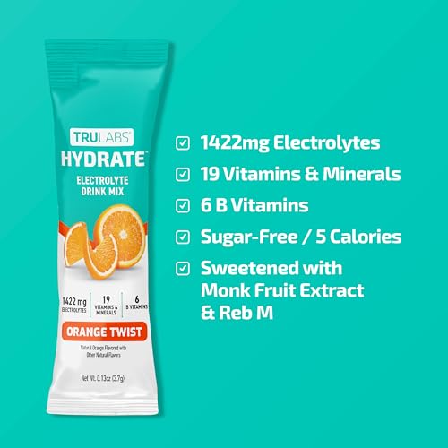 TRULABS Hydrate Naranja Twist bebida lista para mezclar en un vaso