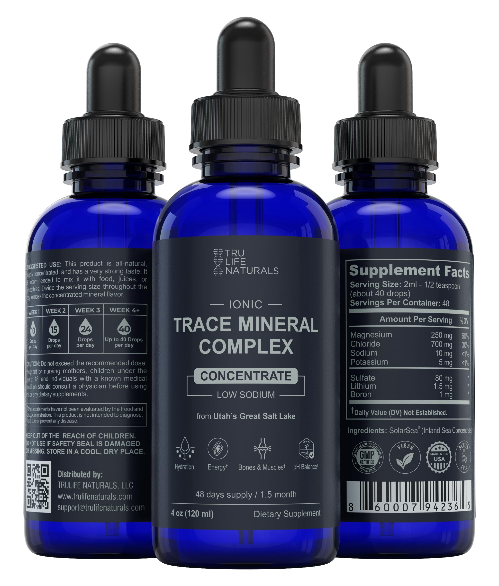 TRULIFE NATURALS Botella sin sabor facilita la ingesta diaria de electrolitos.
