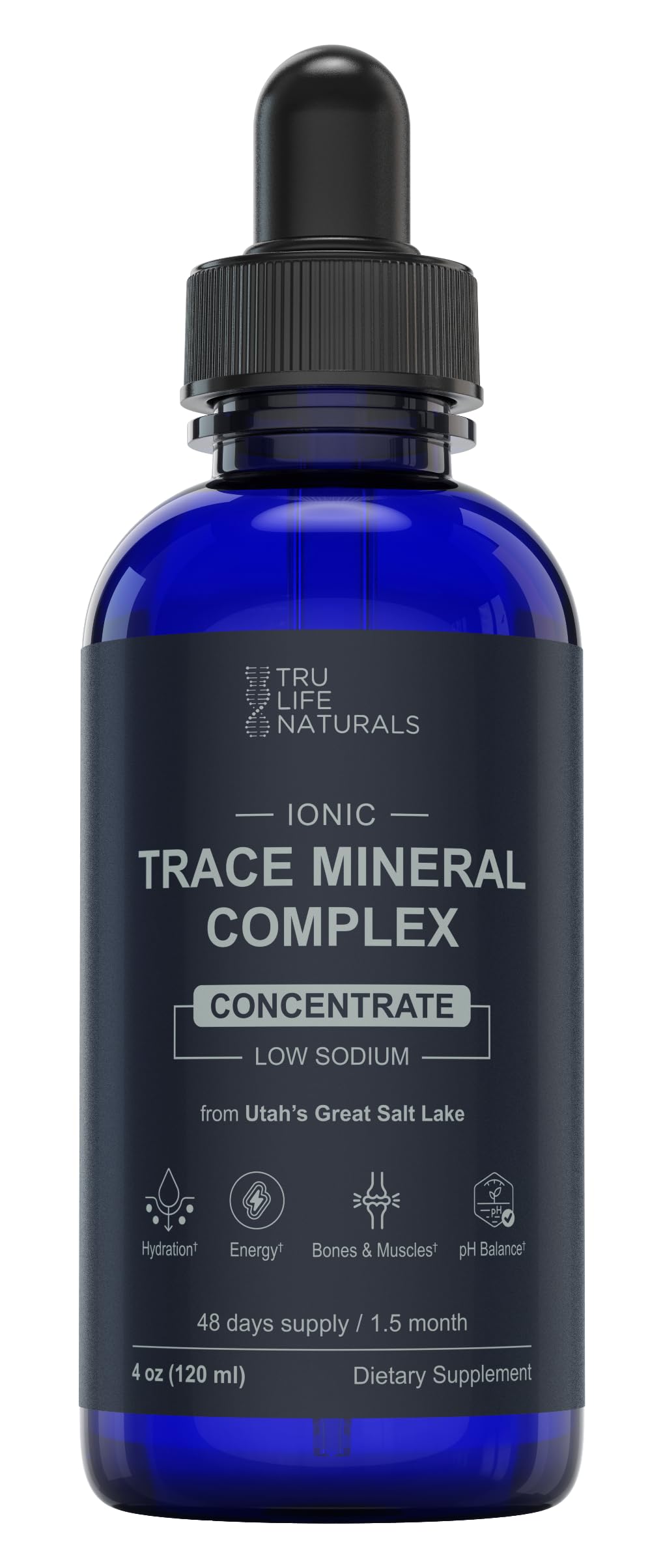 TRULIFE NATURALS Complejo de Minerales Traza en botella para hidratación diaria.