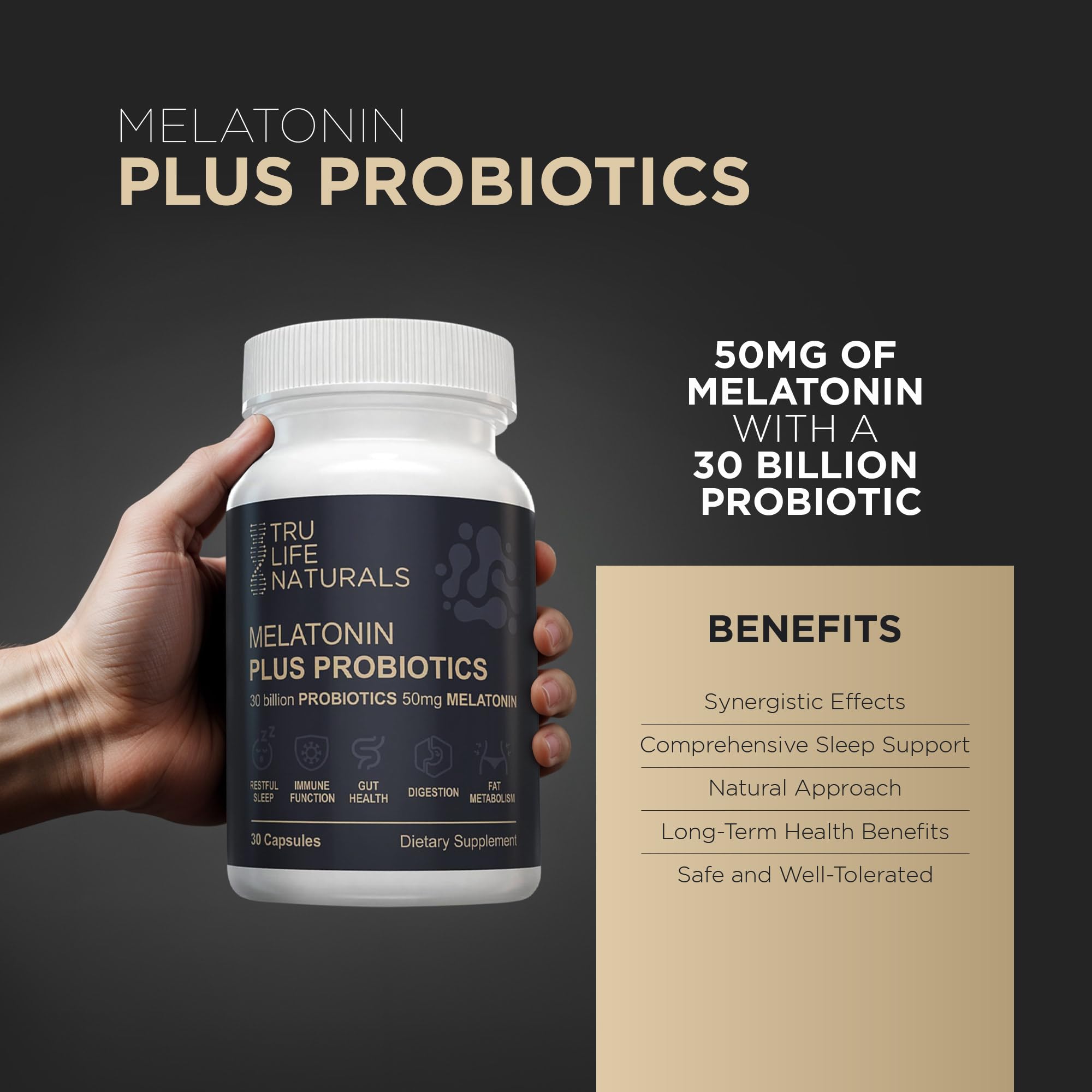 TRULIFE NATURALS Probióticos 30 mil millones CFU: apoyo digestivo diario