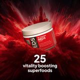 TRUMETA Reds Powder batido de frutos, puede aportar energía suave durante el día.