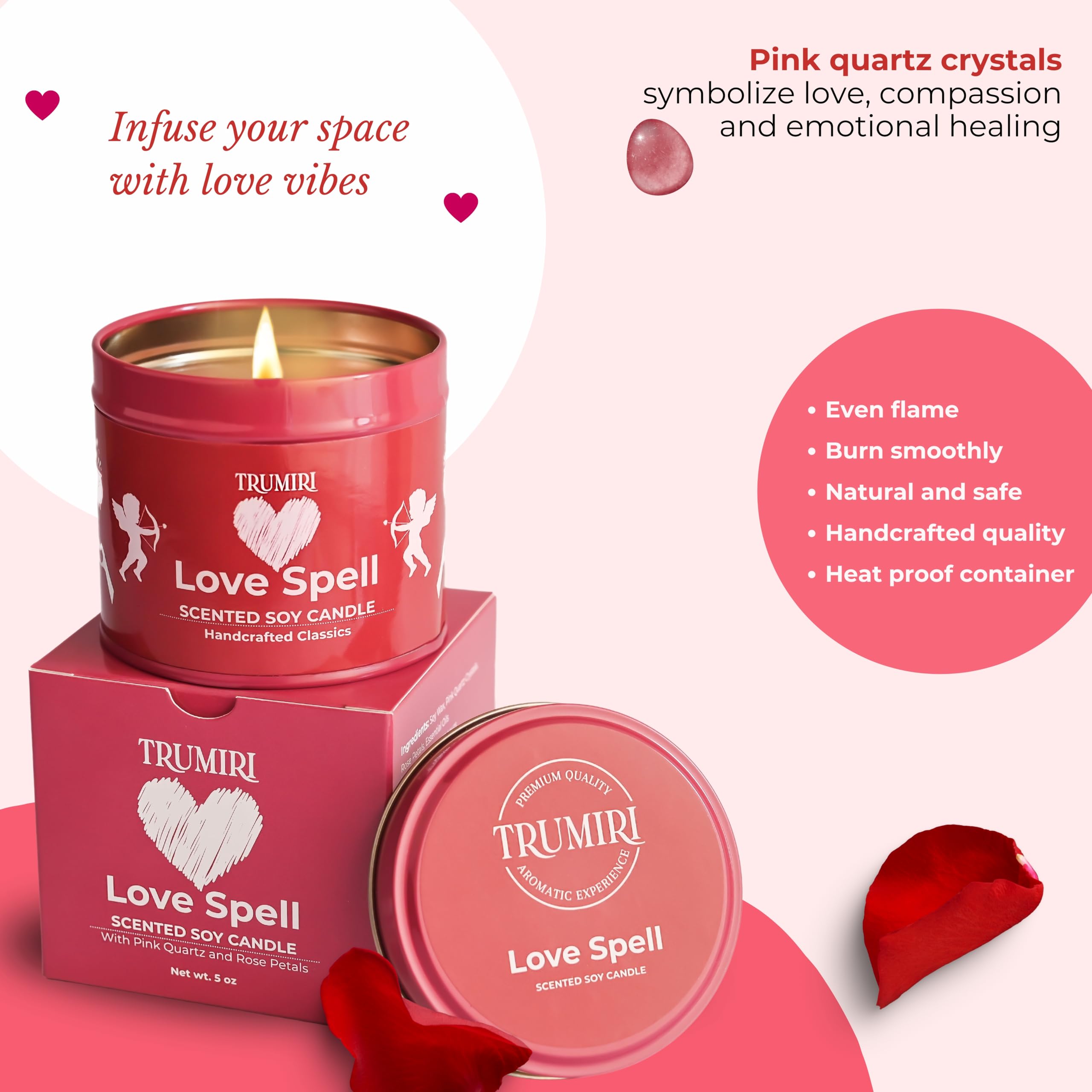 Regalo elegante TRUMIRI Love Spell: vela aromática para ocasiones.