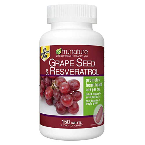 TruNature semilla de uva y resveratrol, cápsulas blandas, posible apoyo al sistema circulatorio.