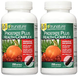 TruNature Saw Palmetto Prostate Health Complex cápsulas, etiqueta visible; zinc y licopeno destacan.