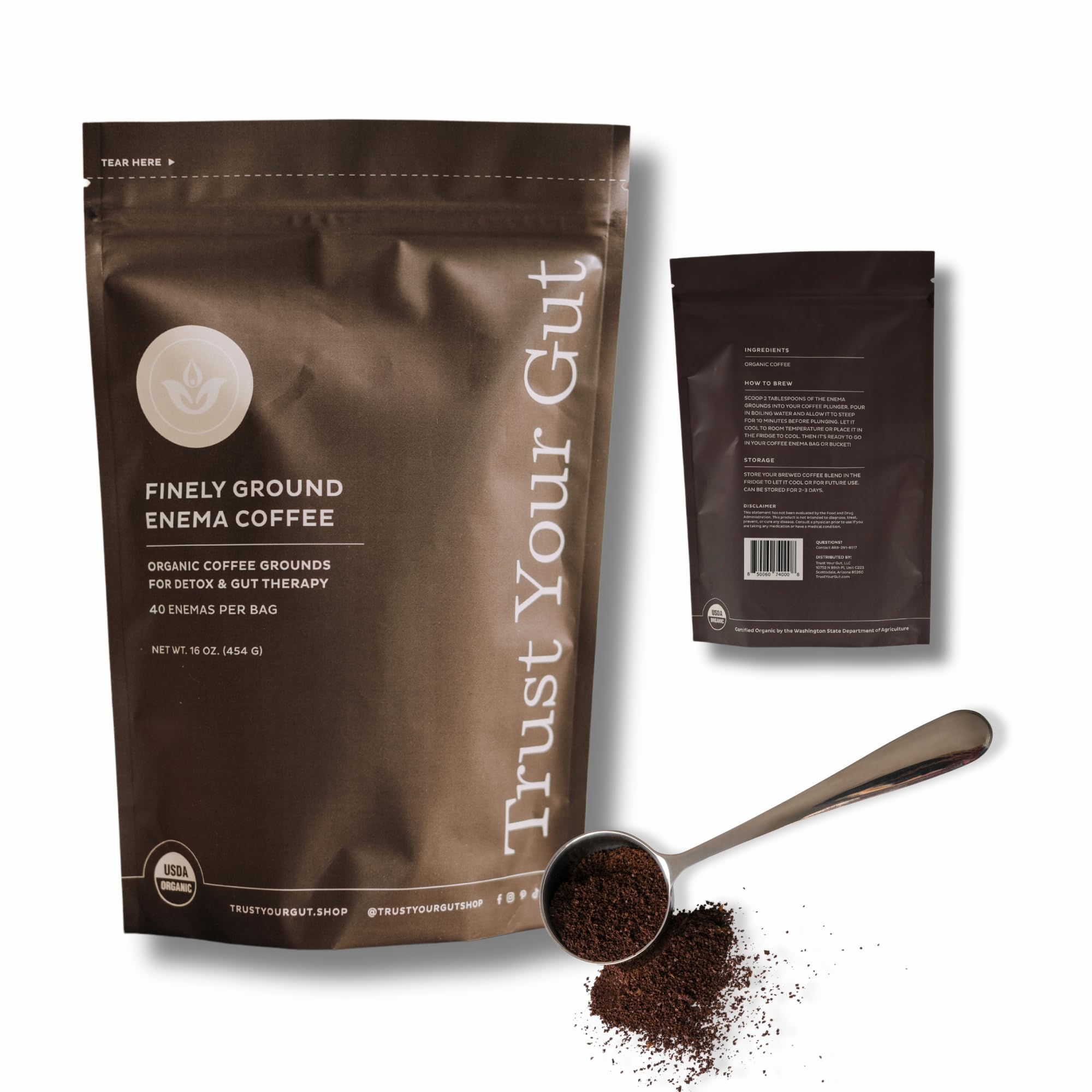 Trust Your Gut enema café orgánico, bolsa de 1 lb para desintoxicación suave