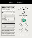 Primer plano de barra Truvani coco y anacardo, snack nutritivo para cualquier momento