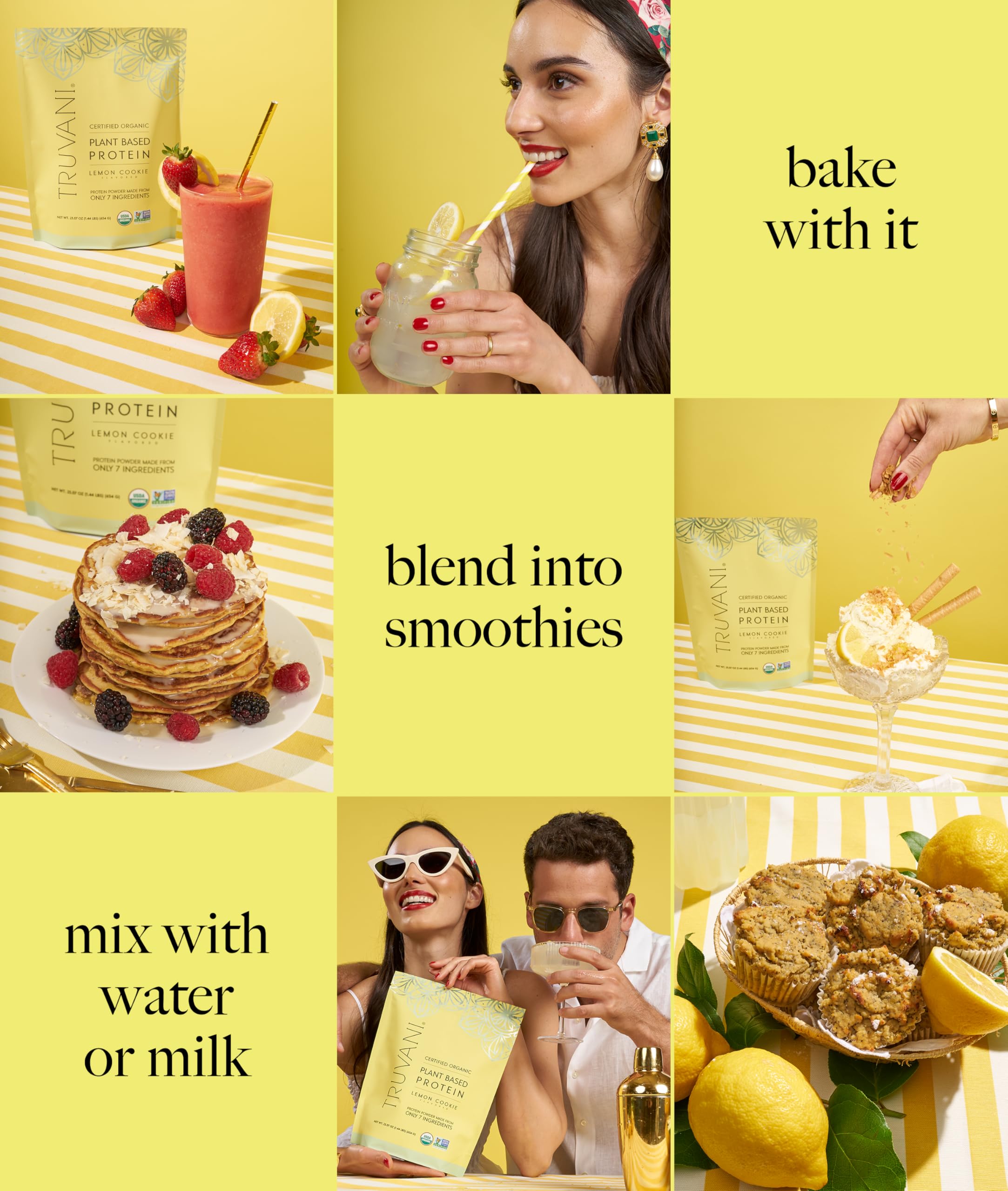 Batido cremoso de Truvani Limón Galleta sin azúcares añadidos.