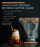 Ritual diario de proteína con sabor chocolate que se disuelve sin grumos.
