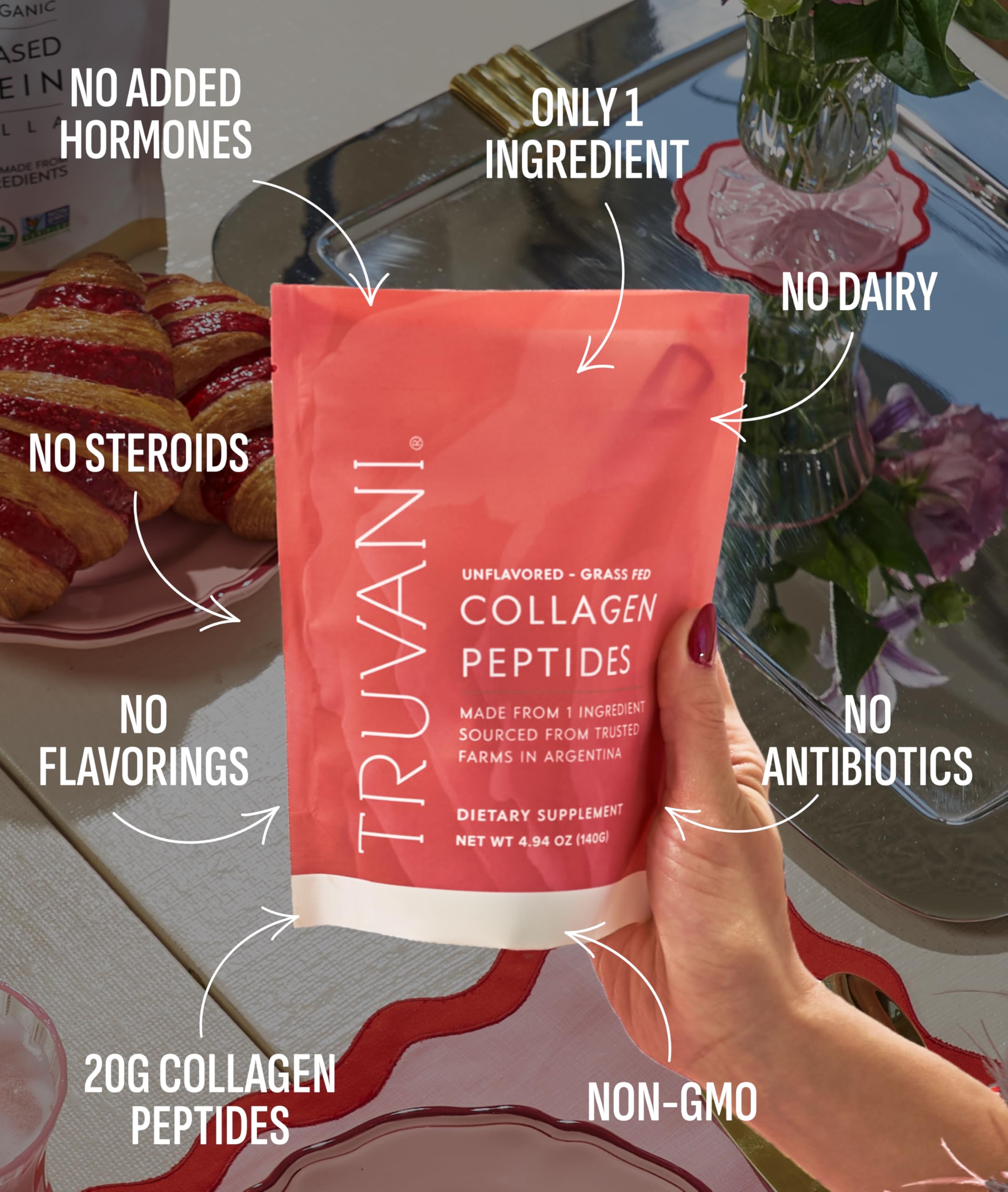 Truvani Colágeno Hidrolizado para cabello, uñas y piel, uso diario recomendado.
