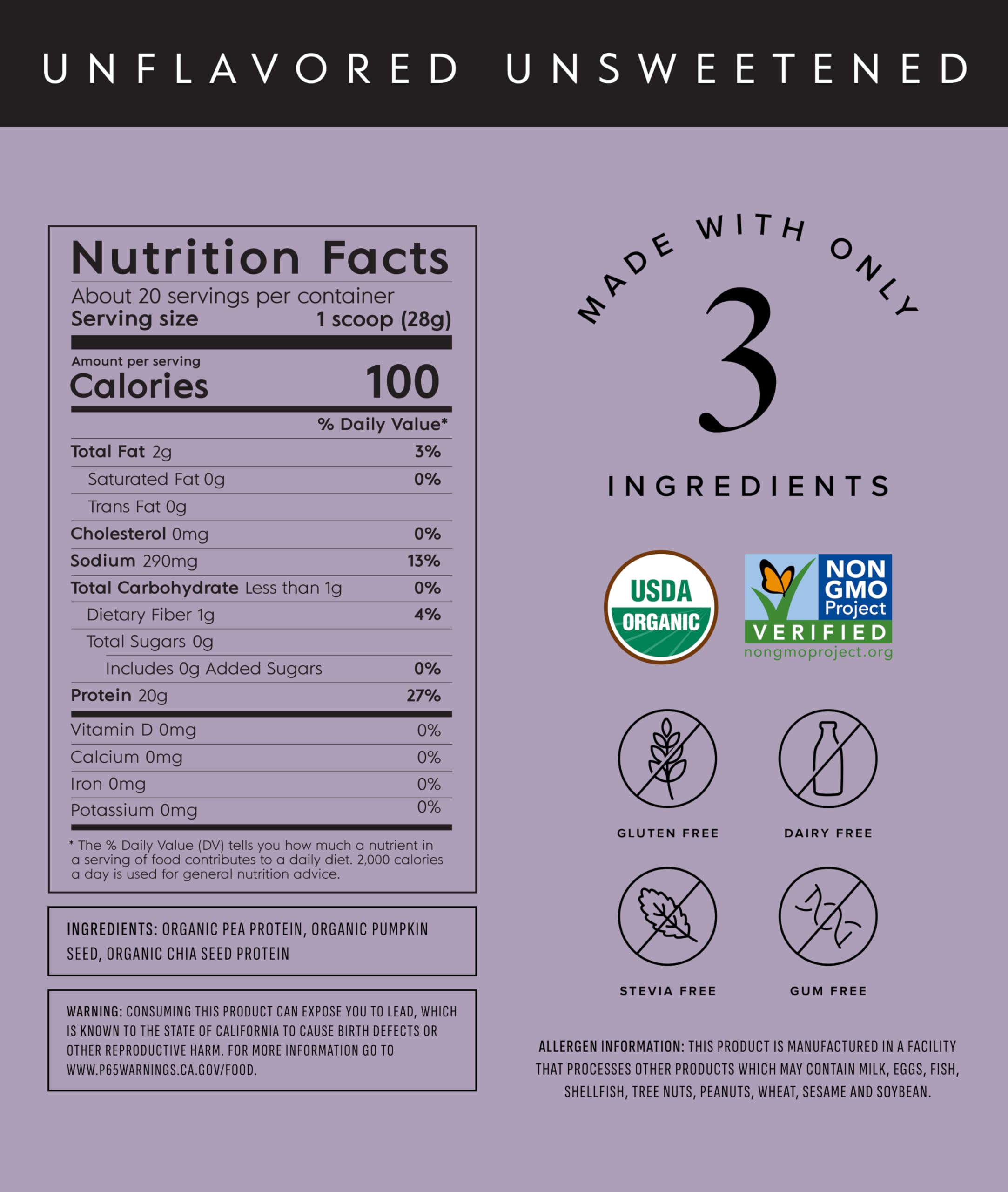 Etiqueta orgánica USDA de Truvani que garantiza ingredientes certificados.