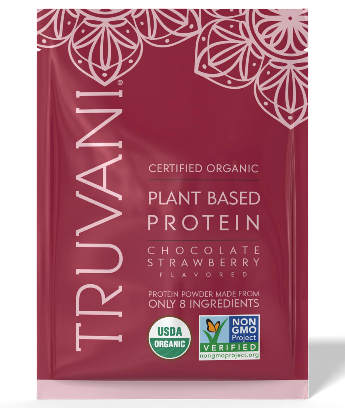 Proteína de guisante Truvani en envase, lista para batidos nutritivos.