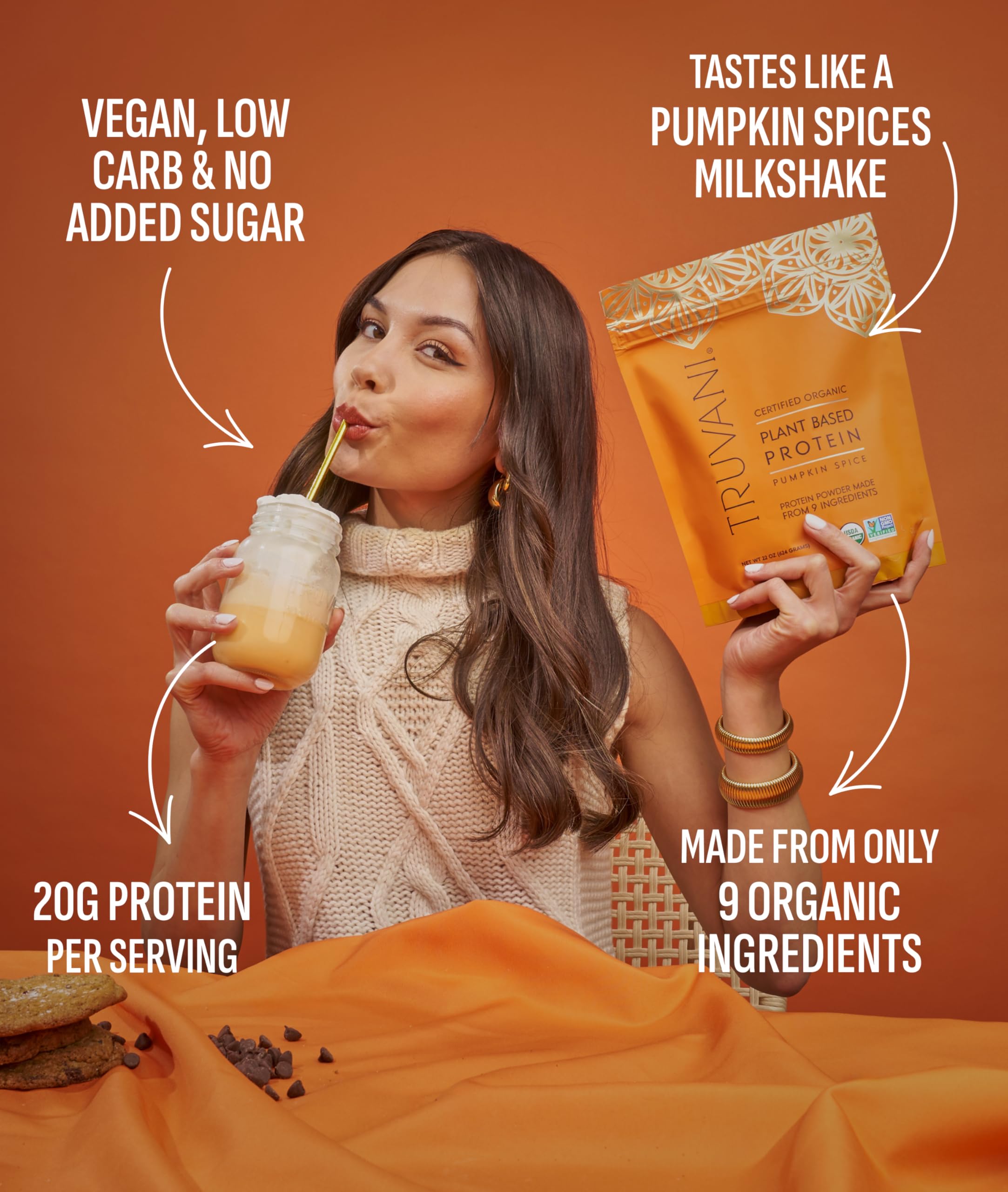 Mezcla cremosa de Truvani con sabor a calabaza en taza