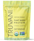 Truvani proteína de guisante vegana sabor Limón Galleta, envase práctico para uso diario.